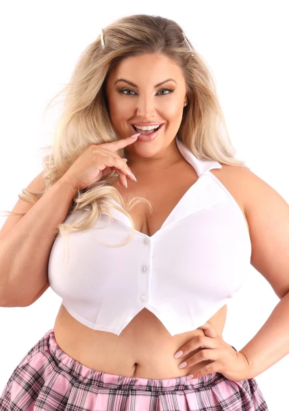 White Collared Halter Top - Queen Size