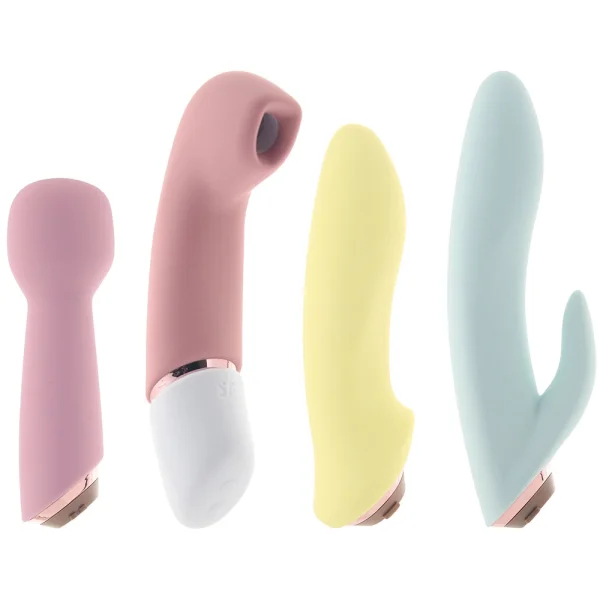 Satisfyer Marvelous Four Silicone Rechargeable Waterproof 12-Function Vibrator Set With Four Attachments