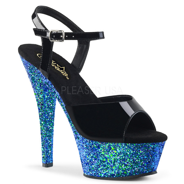 6 inches Heel, 1 3/4 inches PF Ankle Strap Sandal w/ Glitter Bottom — image 9 of 12