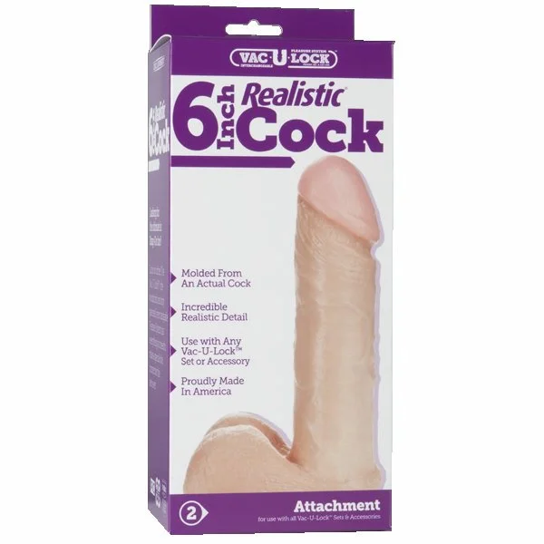 Doc Johnson Vac-U-Lock 6" Realistic Cock - Vanilla