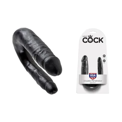 King Cock U Shaped Double Trouble Black Small Dildo