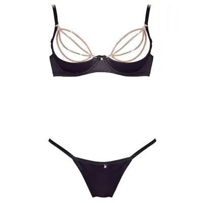 Sparkle Shelf Bra Set Black Small