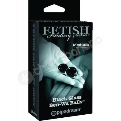 Fetish Fantasy Series Black Medium Glass Ben wa Balls