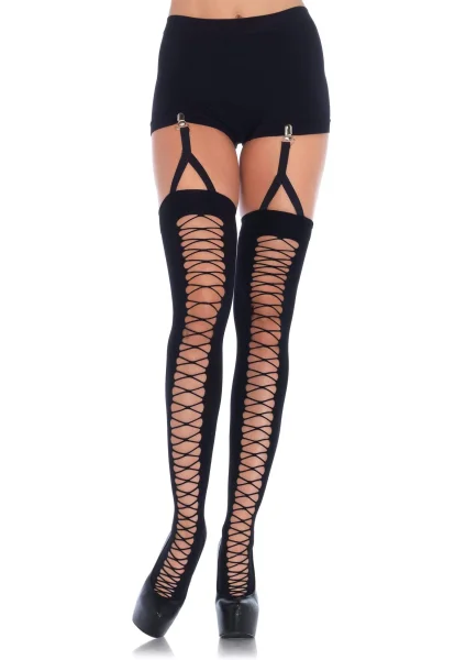 Lace Up Illusion Thigh Highs - One Size — image 5 of 6