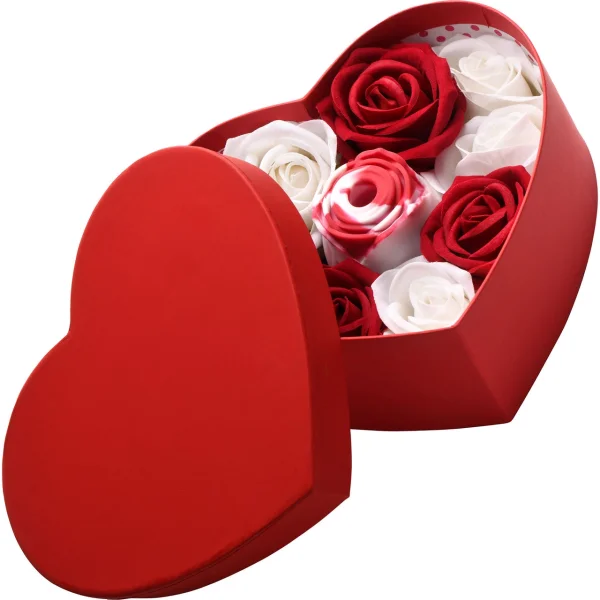 Bloomgasm The Rose Pressure Wave Stimulator Lover's Gift Box - Red With White Swirls