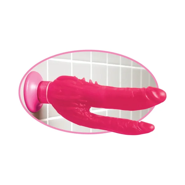 Waterproof Wall Bangers Double Penetrator Pink Suction Cup — image 7 of 11