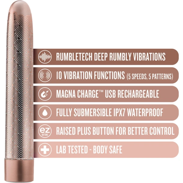 The Collection Lattice Limited Edition Rechargeable Waterproof Slimline Vibrator By Blush - Rose Gold