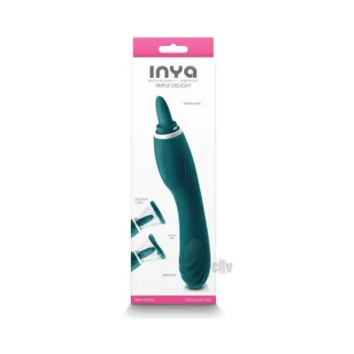 Inya Triple Delight Licking And Suction Vibrator Dark Teal