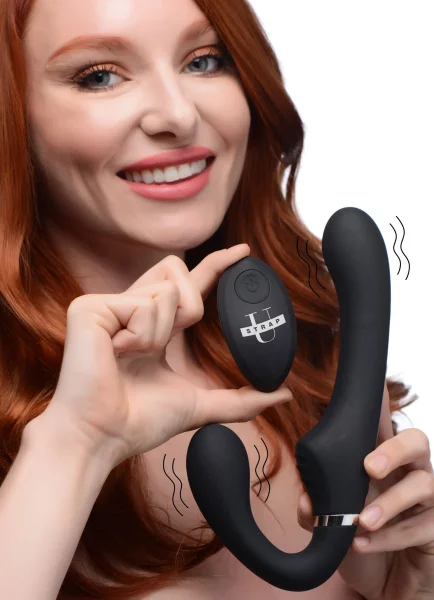 10x Mighty Rider Vibrating Strapless Strap-on Black