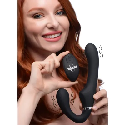 10x Mighty Rider Vibrating Strapless Strap on Black