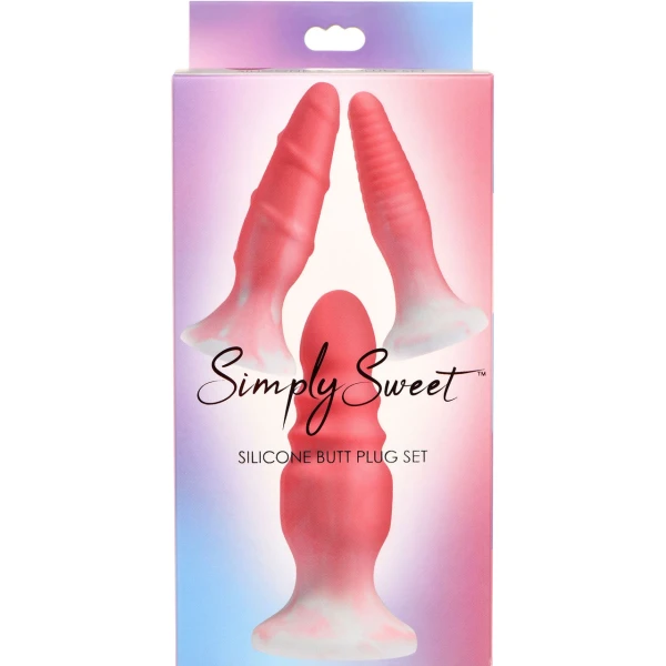 Simply Sweet 3-Piece Silicone Butt Plug Set - Pink