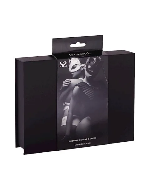 Bound Luxury Posture Collar With Cuffs  - Blue