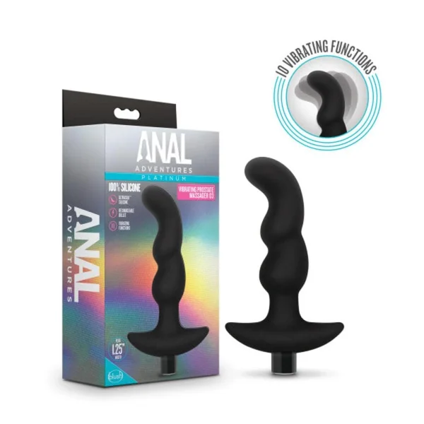 Anal Adventures - Platinum - Silicone Vibrating Prostate Massager 03 - Black