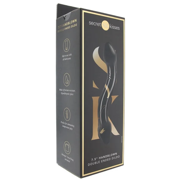 Secret Kisses Handblown Double Ended Glass Dildo 7.5" - Black & Gold — image 10 of 10