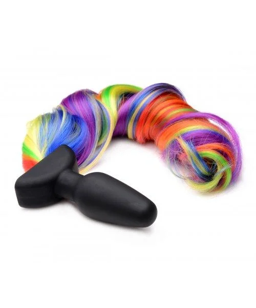 Rainbow Vibrating Pony Tail Anal Plug