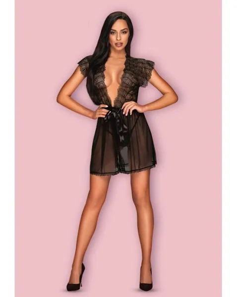 Obsessive Romanesa - Peignoir - Black - S/m