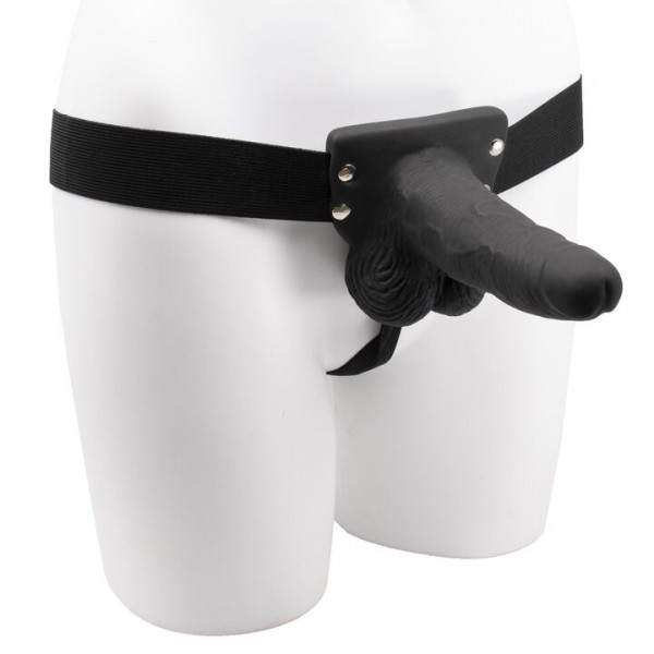 Bondara Black 7 Function Hollow Vibrating Strap-On – 6 Inch