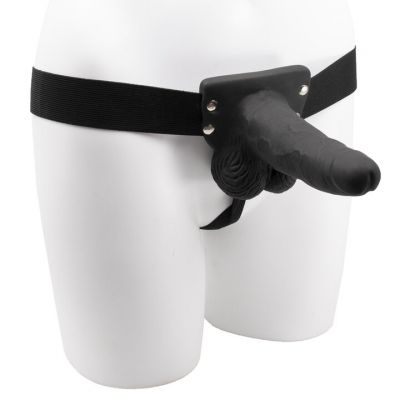 Bondara Black 7 Function Hollow Vibrating Strap On 6 Inch