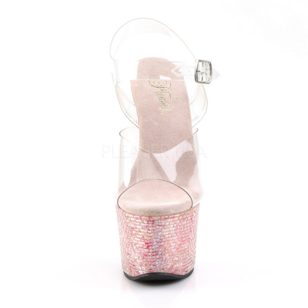 7 inches Heel, 2 3/4 inches PF Ankle Strap Sandal w/Crystal Tiles — image 2 of 8