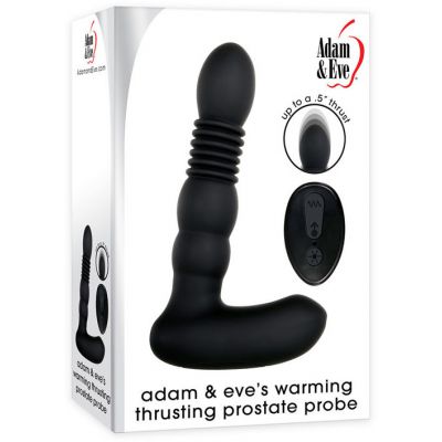 Adam Eve Warming Thrusting Prostate Probe Black USB Rechargeable Thrusting Prostate Massager