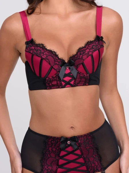 Lovehoney Boudoir Belle Cherry Push-Up Longline Bra Set