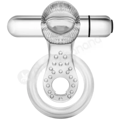 Stay Hard 10 Function Vibrating Tongue Cock Ring With Ball Strap