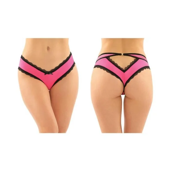 Dahlia Cheeky Hipster Panty With Lace Trim And Keyhole Cutout 6-pack S/m Pink