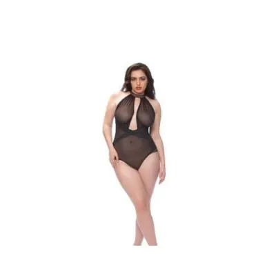 Collared Mesh Teddy Queen Size Black