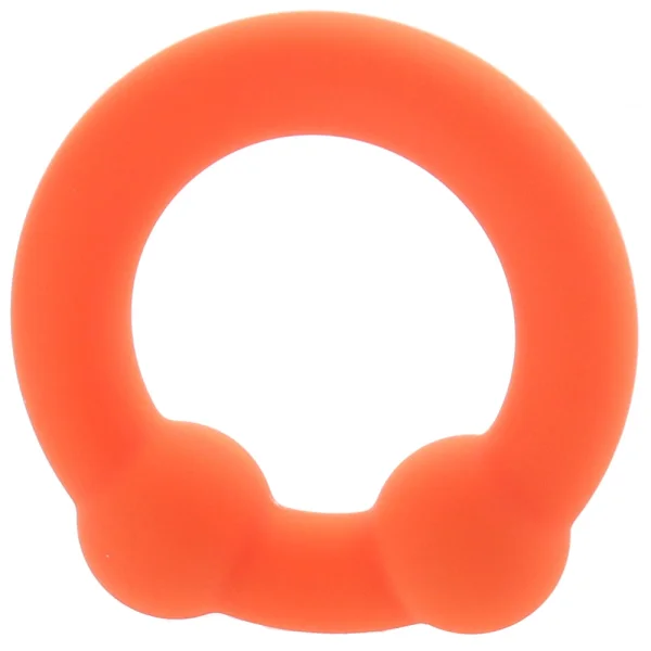 Alpha Liquid Silicone Dual Ball Cock Ring By CalExotics - Orange