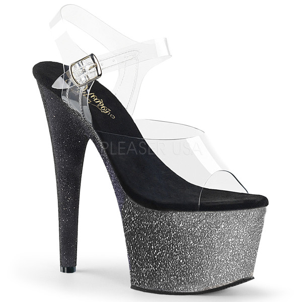 7 inches Heel, 2 3/4 inches Ombre Glittered PF Ankle Strap Sandal — image 25 of 25