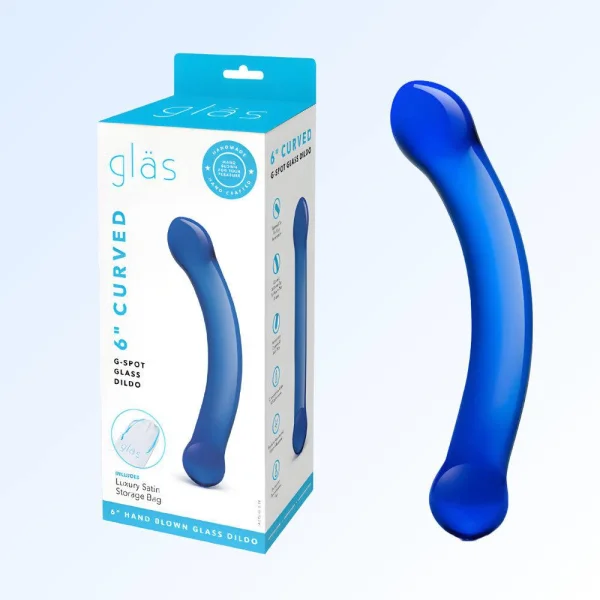 Glas 6 inches Curved Glass G-Spot Dildo Blue