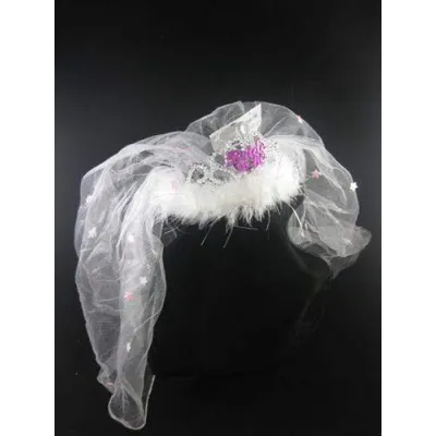 Flashing Bride to Be Tiara With a White Fur Veil
