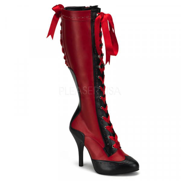 TEMPT-126 - 4 1/2" Heel Ribbon Lace Up Knee BT W/Concealed PF