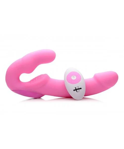 Urge Silicone Strapless Strap On Vibrating With Remote Pink