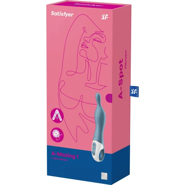 Satisfyer A-Mazing 1 Rechargeable Waterproof 12-Function A-Spot Vibrator - Blue