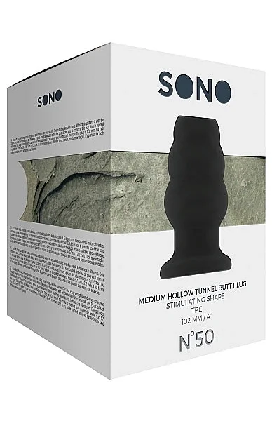 Sono No.50 - Medium Hollow Tunnel Butt Plug - 4 Inch - Black