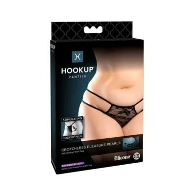 Hookup Crotchless Pleasure Pearls Black Fits Size Xl xxl