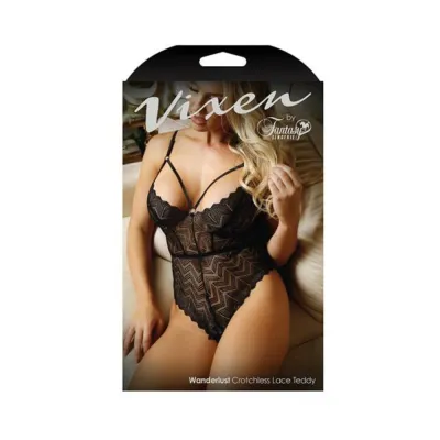 Vixen Wanderlust Crotchless Lace Teddy Black L xl