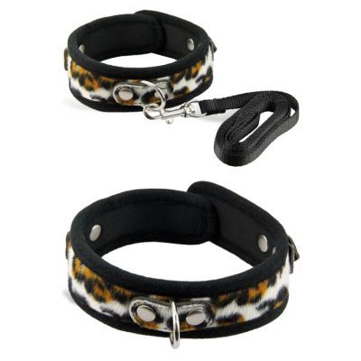 Berlin Baby Leopard Print Faux Fur Collar Lead