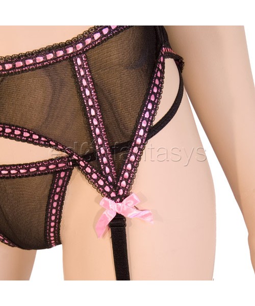 Ribbon trimmed halter bra set