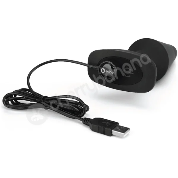 B-vibe Rimming Plug XL 6.6" Black Rotating Beads Rimming Sensation R/C Butt Plug