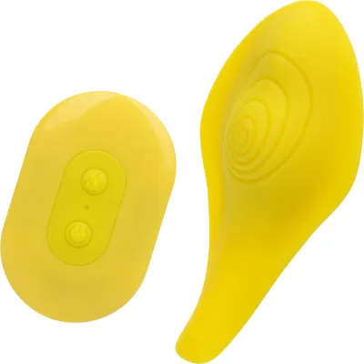 Neon Vibes The Secret Vibe Rechargeable Silicone Lay On Vibrator With Remote By CalExotics Yellow