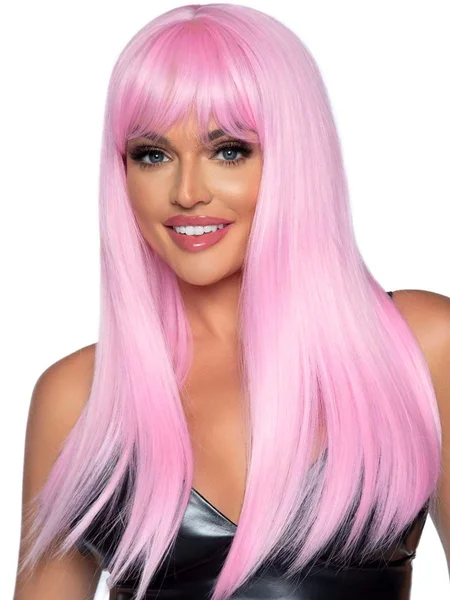 Leg Avenue Pink Straight Long Wig With Fringe — image 3 of 3