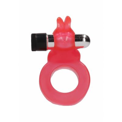 Jelly Rabbit Cockring Red Vibrating Cock Ring