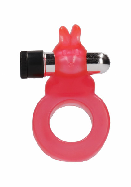 Jelly Rabbit Cockring - Red - Vibrating Cock Ring