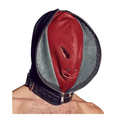 Leather Double Mask Black Red