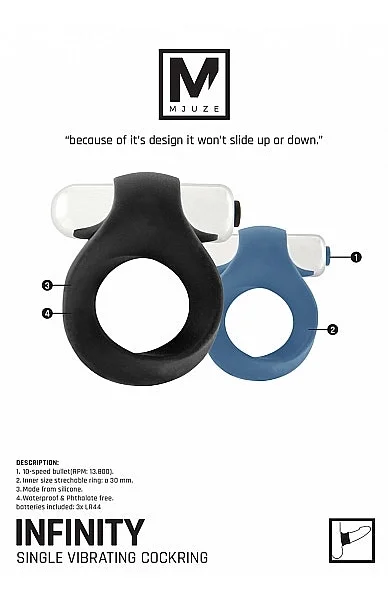 Infinity Single Vibrating Cockring - Black