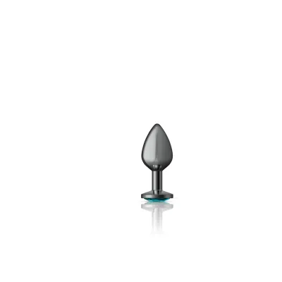 Cheeky Charms Gunmetal Metal Butt Plug Round Teal Medium