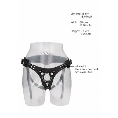 Leather Strap on Harness Black