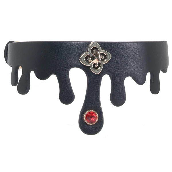 Fetish & Fashion Elvira Collar With Ruby Jewel By NS Novelties - Black & Gold
